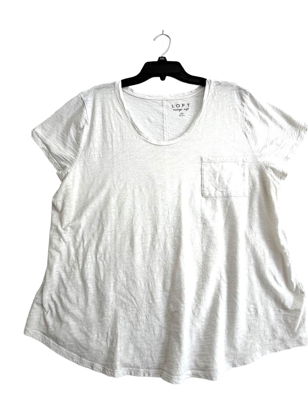 LOFT Vintage Soft White Pocket T-Shirt XXL 100% Cotton Relaxed Fit